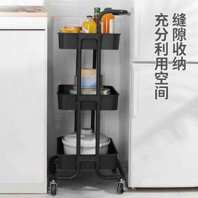 白色多置物小推车层家用厨房浴室卫架生间卧室收纳地移动小推JPW