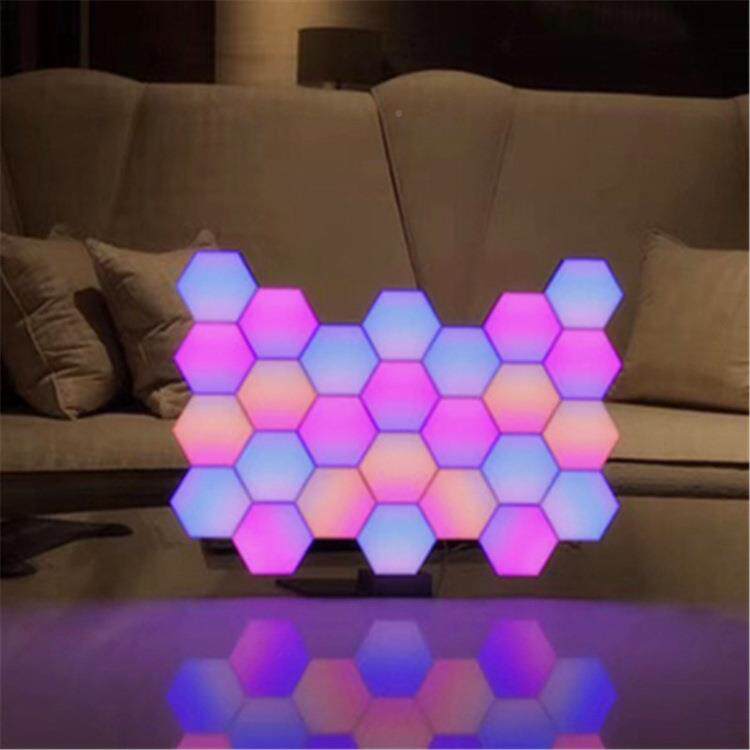电竞墙氛灯电脑桌面拼接造型拾音rgb房感AWH围应量子灯壁装饰蜂窝
