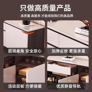 实木电视柜户现JBG代简岩板家落地储物用柜长条一体可可订小型约