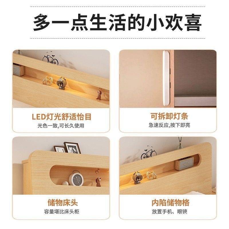 实木床1.5米双人床家用1.8米现代简约出租房经济型1.2m单人床架