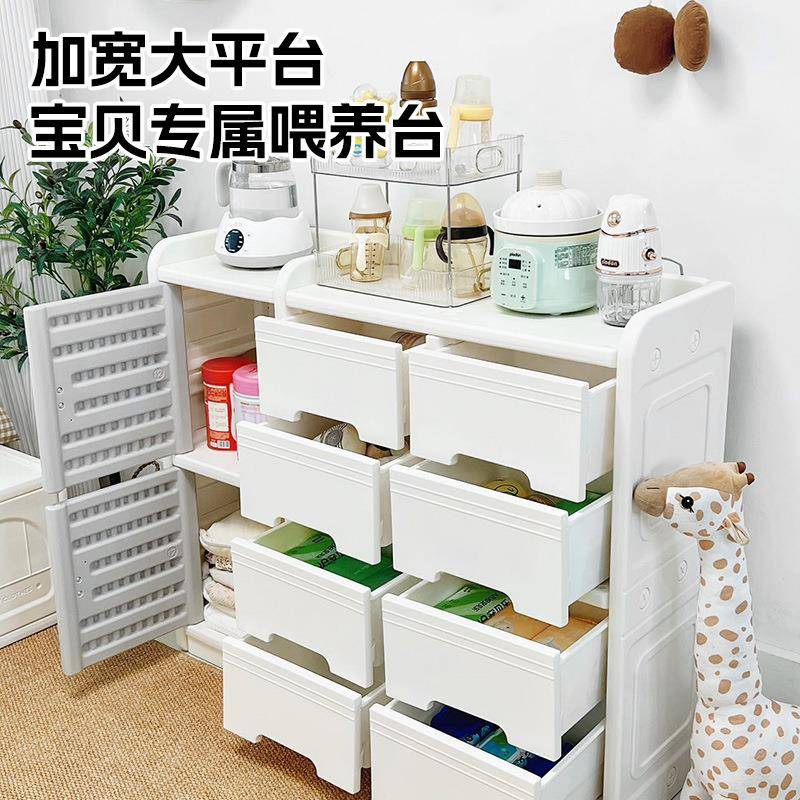儿童收纳架落地家用婴儿用品喂养台收纳柜宝宝置物整理箱储物玩具