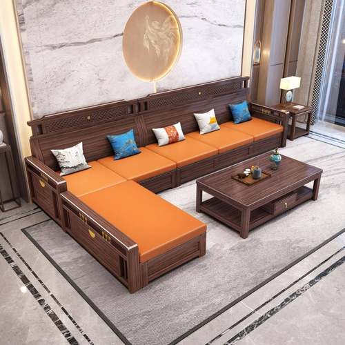 新中式金木乌实木沙发客厅两组合大小型冬夏用户储物轻LAS奢实木