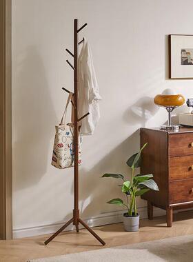 实内木衣架落地卧室挂衣用架家简易立门式65929衣帽架室挂包架口