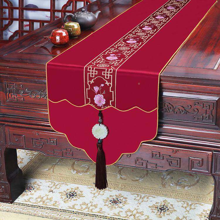华巾旭绣新LQK颐中式简约大气桌旗轻奢茶几餐柜桌布电视盖布床尾