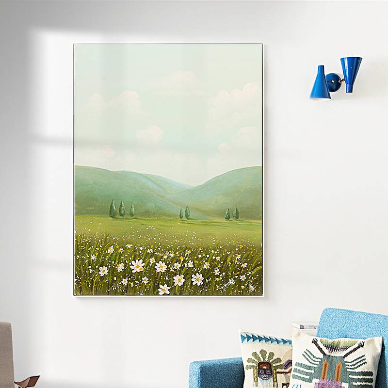 纯手绘客厅油画 餐厅走道玄关装饰画新中式风景立体手工肌理画图片