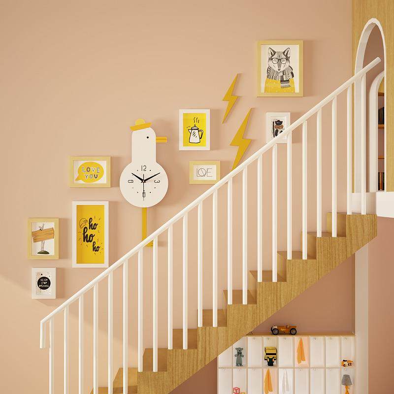 实木9TAN3摇71卡通楼梯照片墙现代饰挂画儿童相框组装合换_相片摆