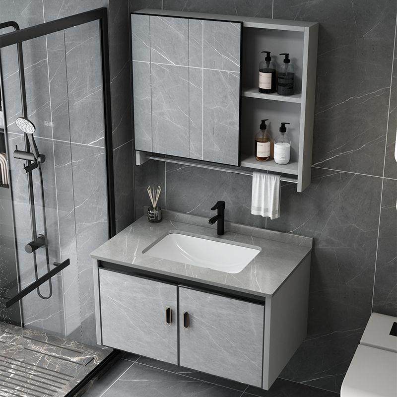 脸池陶瓷盆一体UMP台岩板洗卫漱铝加厚太空组合小型浴室柜生间简