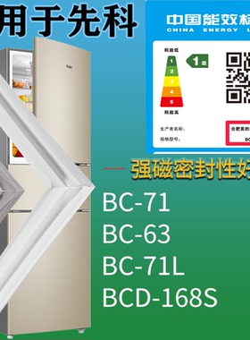 适配先科冰箱BC-71 BC-63 BC-71L 168S门密封条磁吸力胶条圈配件
