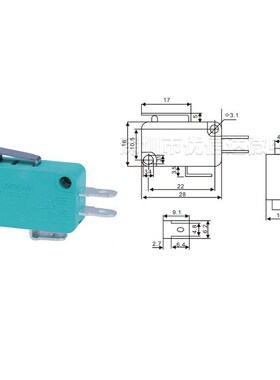 限位行程微动开关ZW7/KW7 点动复位V-156-1C25 灰白色短柄小中型