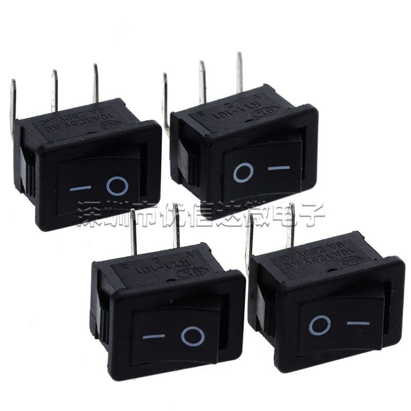 船型开关KCD1-101六脚三档 15*21MM 6脚3档黑色 6A/250V翘板船形