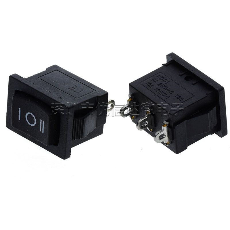 船型开关KCD1-101三脚三档 15*21MM 3脚3档黑色 翘板船形  短脚