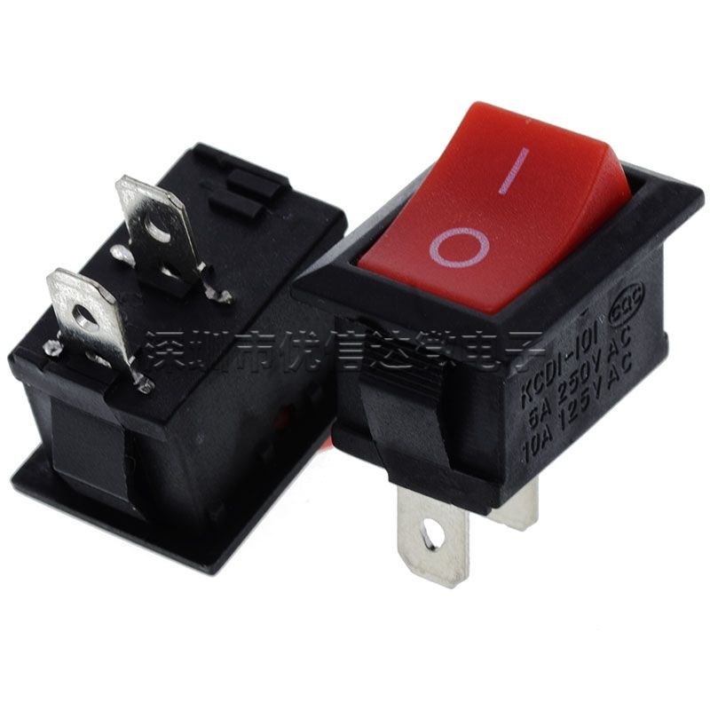 船型开关KCD1-101 船形 全白色 6A 250V 21x15mm 翘板开关二脚2档