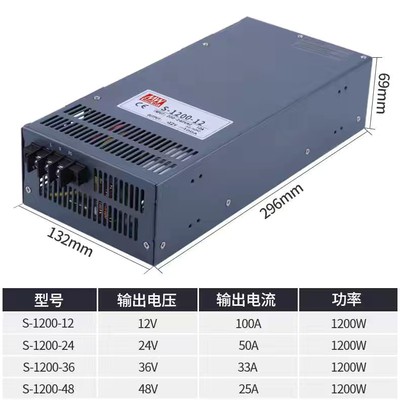 明纬48V50A1500W直流1000W-24V42A12V100A36V800W大功率开关电源