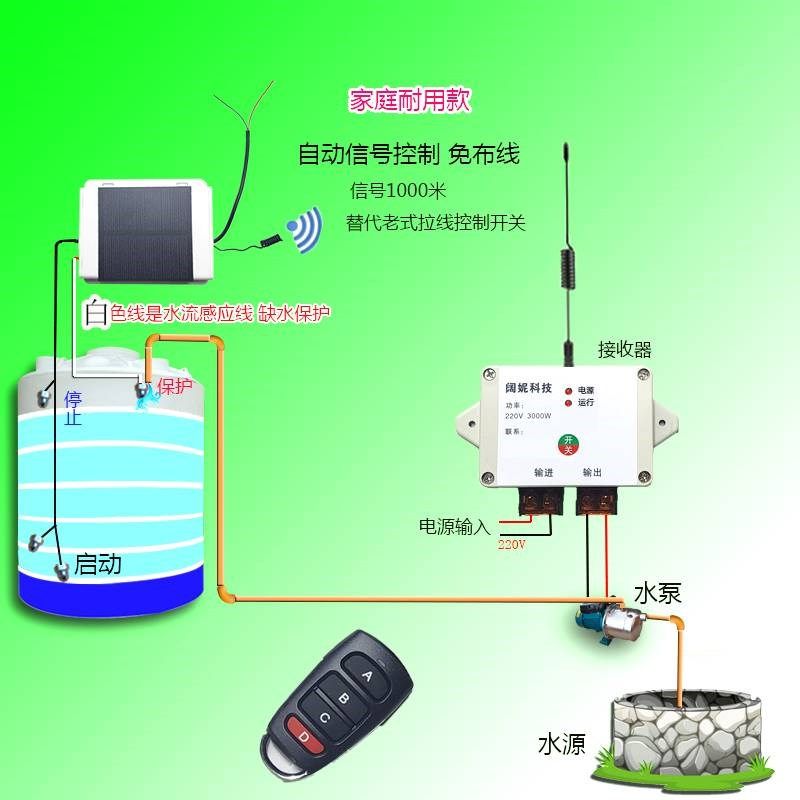 水塔无线自动上水开关水位控制器220v家用水箱液位显示感应抽水池