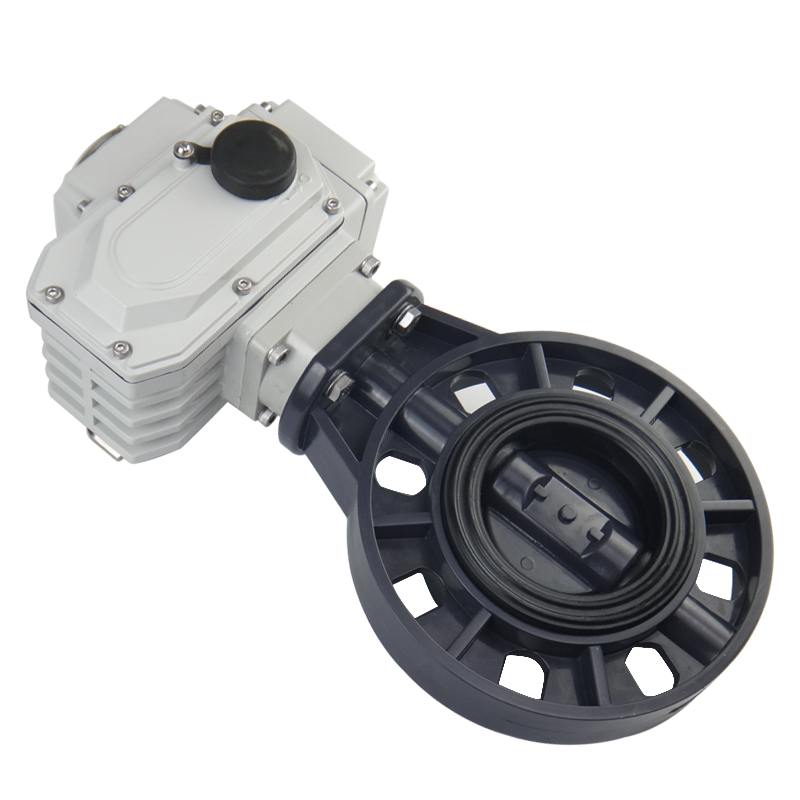 电动蝶阀塑料UPVC蝶阀PVC电动阀开关型ACJ220V调节型DC24V防水