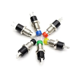 PBS-110按钮开关 2脚无锁自复位7MM圆形电源启动按通按键开关铜脚