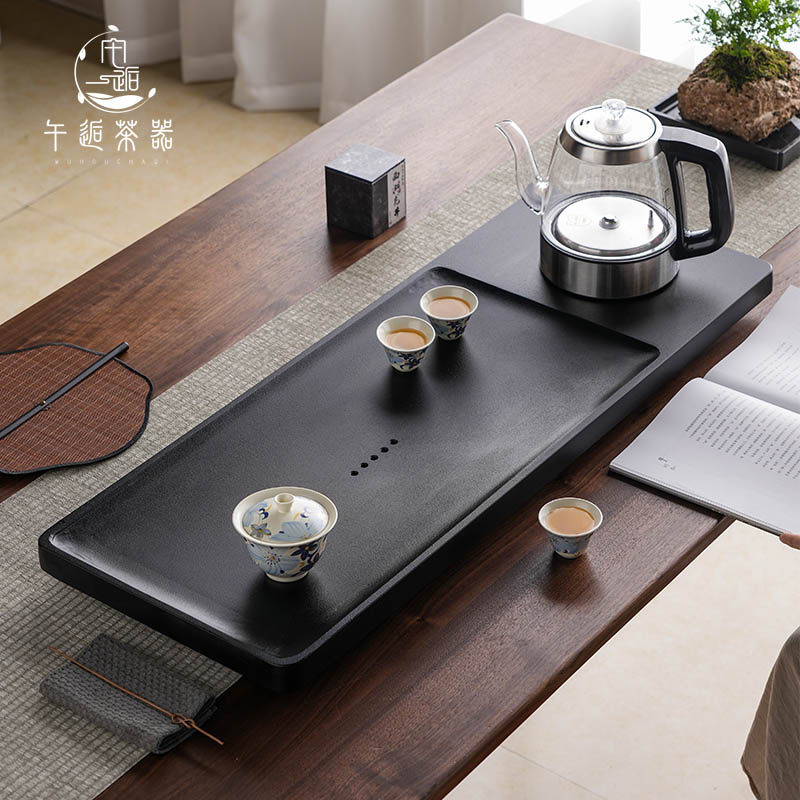 茶具套装乌金石茶盘小型茶海泡茶桌排水茶台烧水壶一体式托盘家用
