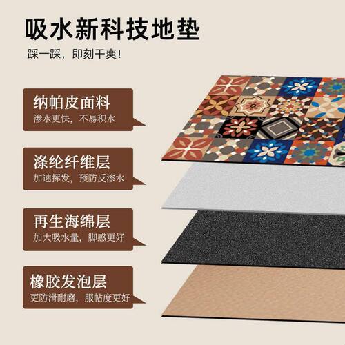 厨房地垫防滑防油可擦免洗专用脚垫防水耐脏家用皮革吸水地毯整铺