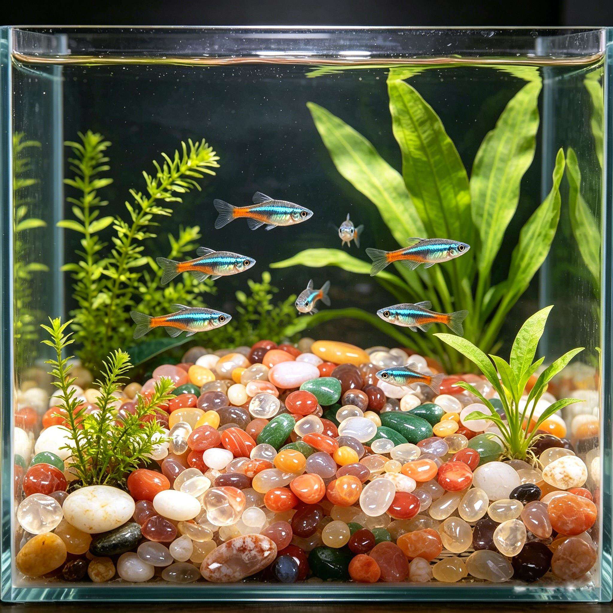 鱼缸造景石铺底摆件装饰花瓶固植水培石盆栽园艺鹅卵石七彩雨花石