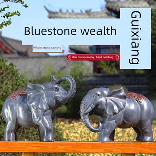 家庭观赏石雕象一对，石雕，风水摆件，小石象，门口吸水象，富象