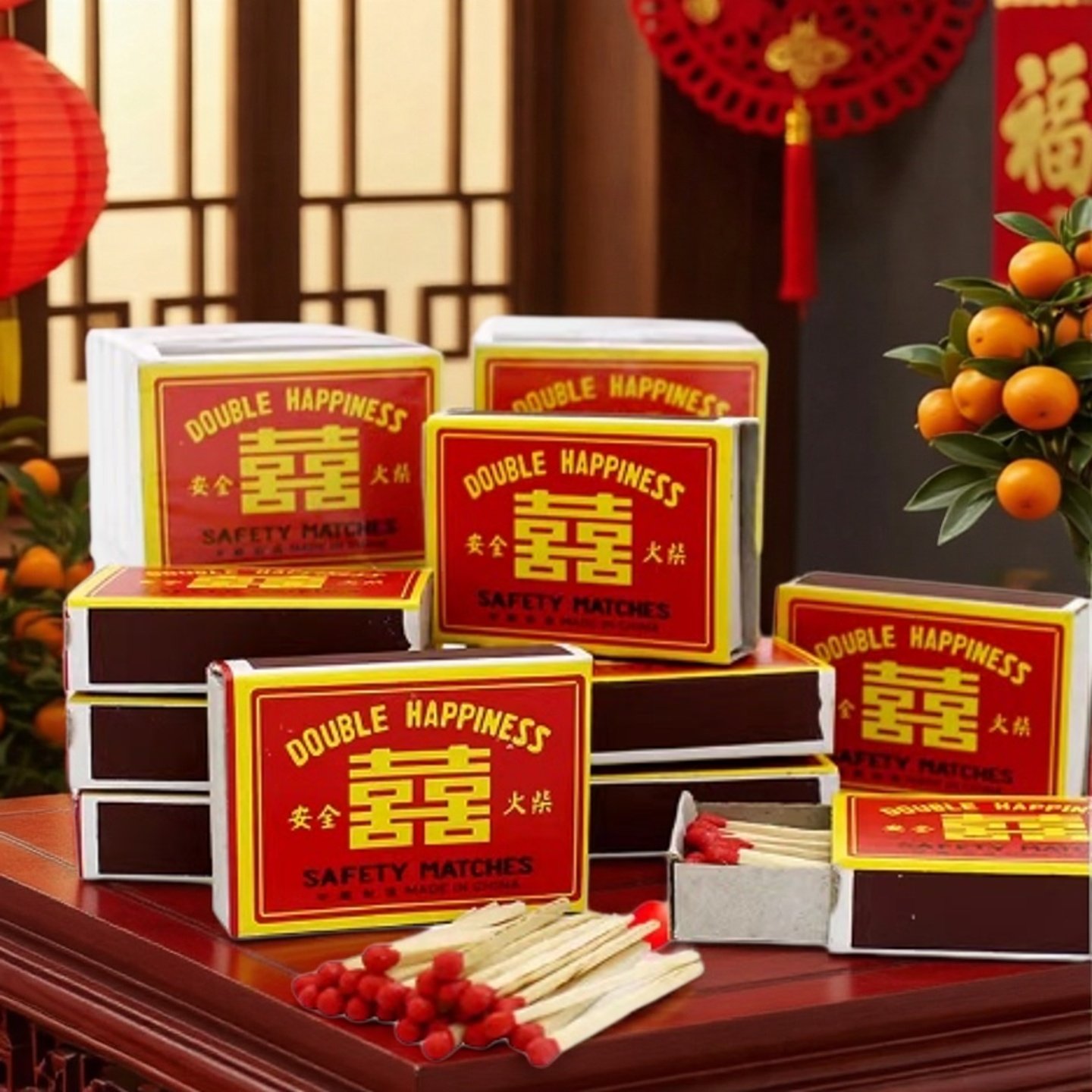 老式双喜安全火柴洋火火材家用1到100盒装经典怀旧点烟结婚一次性