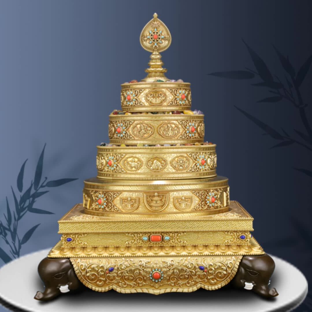 王师兄慧宝曼扎盘37堆密宗前行供修曼茶罗蔓札漫达盘纯黄铜供奉用