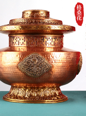 纯铜糌粑盒民族风家用装饰摆件