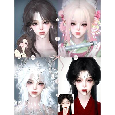 发4 月神 小桃妖 旧香水 战损小师妹 Collins 逆水寒手游捏脸女