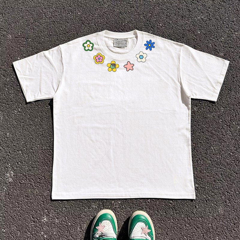 王有病工作室 10年老店!透气!领子花朵简约风青春短袖T恤tee