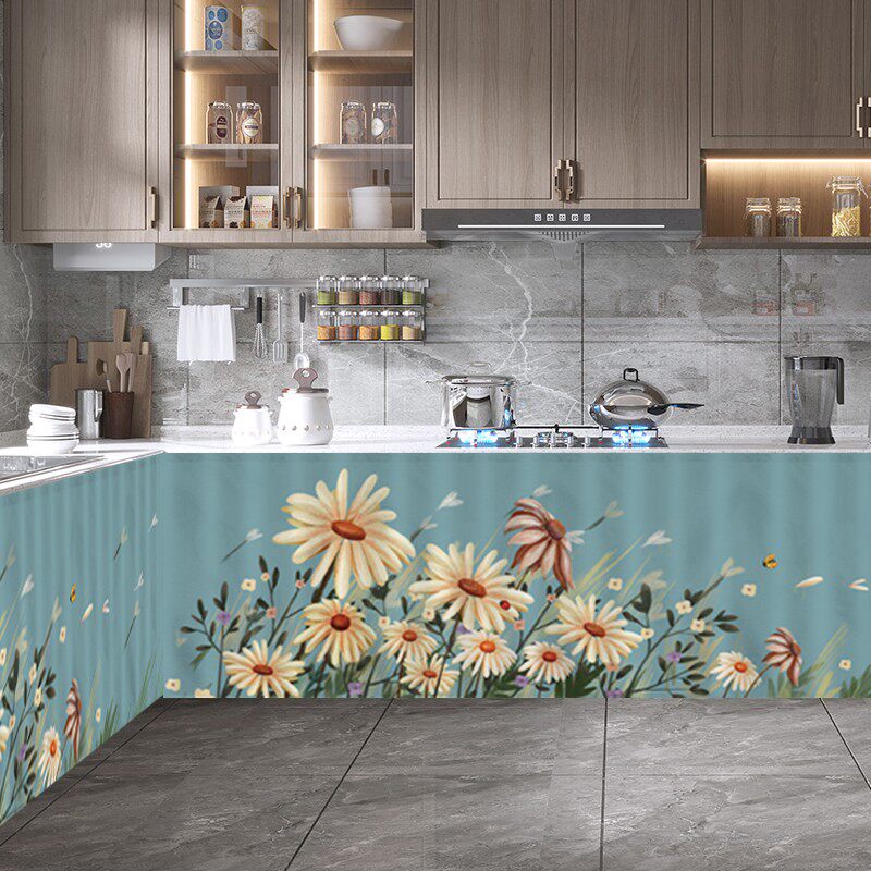 橱柜遮挡帘滑轨布帘厨房门帘隔油烟帘子遮挡杂物置物架帘子遮丑帘