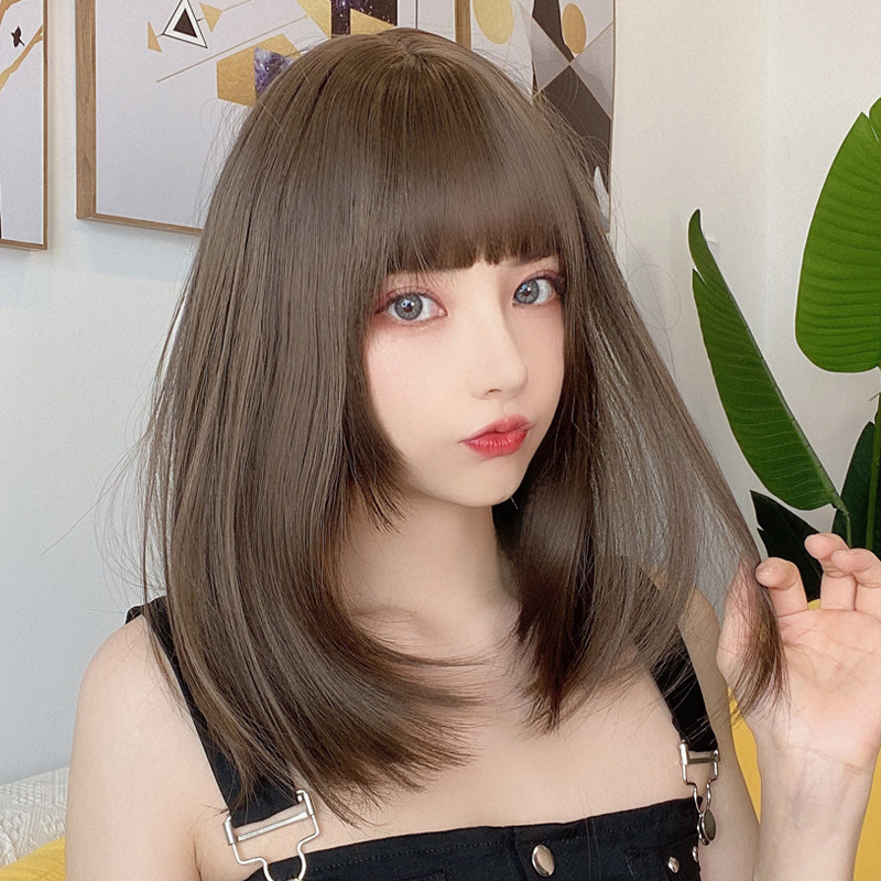 公主李假发女中长发 网红齐肩锁骨短发 自然全头套内扣长直发
