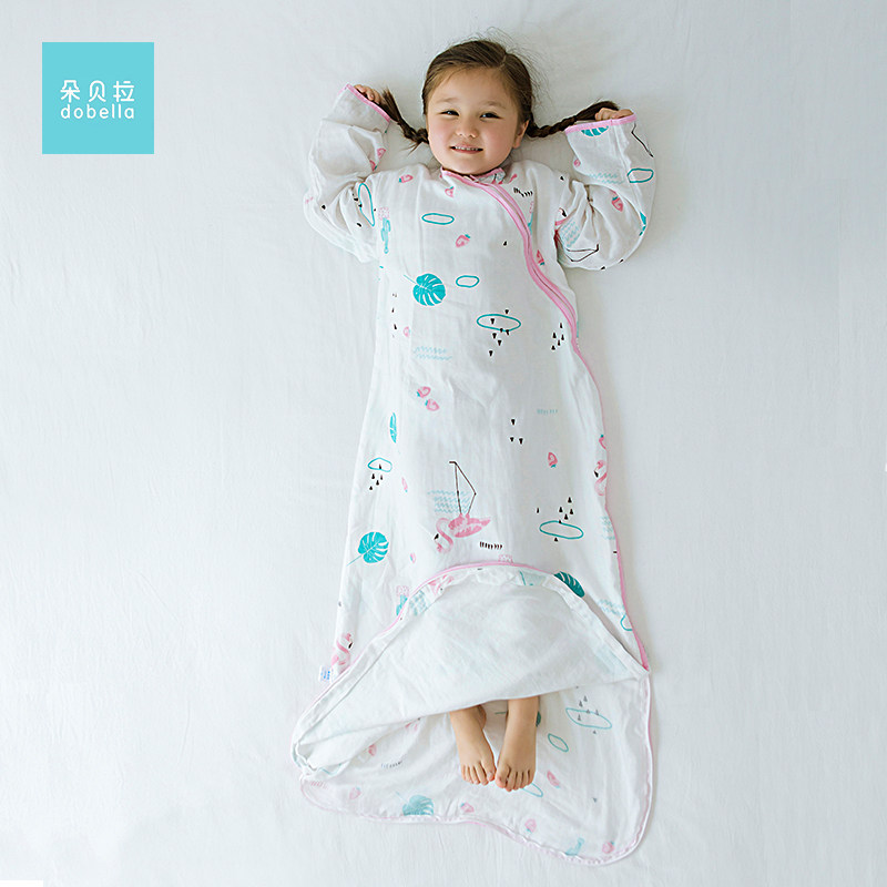 婴儿睡袋夏天纱布睡袋儿童防踢被纯棉小学生小孩连体睡衣春秋薄款
