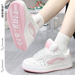 BULL原創正品 厚底增高學生百搭面包鞋 休閑板鞋 粉色春季 女 女鞋 GLO