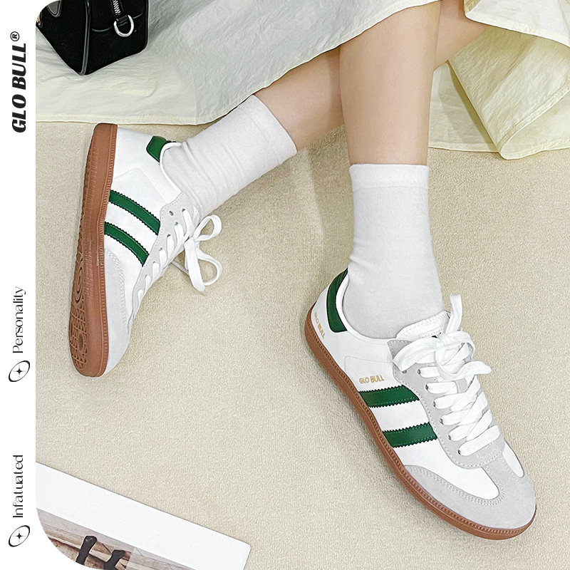 GLO BULL原创正品白色复古德训鞋情侣春秋新款百搭休闲软底平底鞋