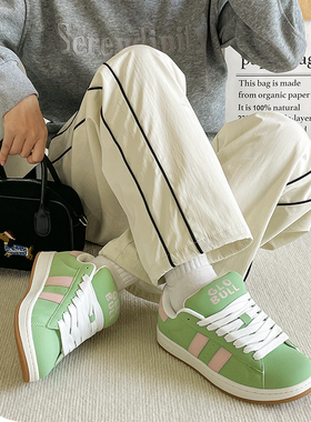 GLO BULL原创正品休绿色板鞋2025秋季新款厚底百搭鞋子女款面包鞋