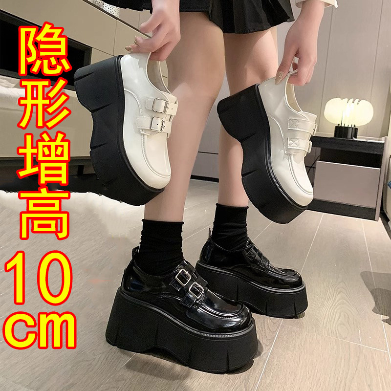 2025新款乐福小皮鞋女10cm矮子乐内增高全牛真皮休闲厚底松糕柔软