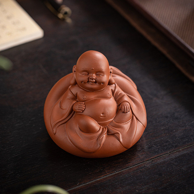 浔东紫砂茶宠摆件精品可养弥勒佛茶桌创意坐佛茶宠复古茶艺装饰礼