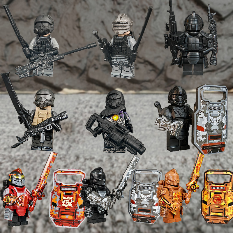 Subway Escape Peace Elite Vladi Tail Thorn Toy Сюаньюань Семиуровневый набор строительных блоков Минифигурка Черного орла Модель железного когтя Изображение 1