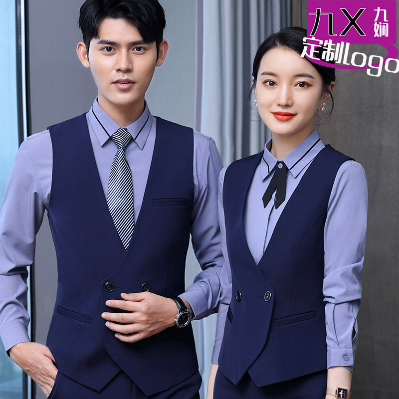 职业西装马甲女气质高端空姐酒店前台接待物业美容师工作服三件套