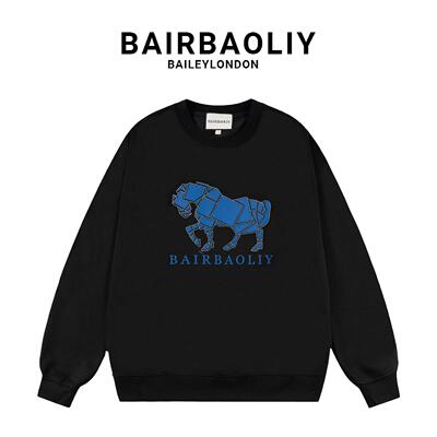 BAIRBAOLIY秋冬新款时尚高品质战马烫钻潮流百搭男士休闲圆领卫衣