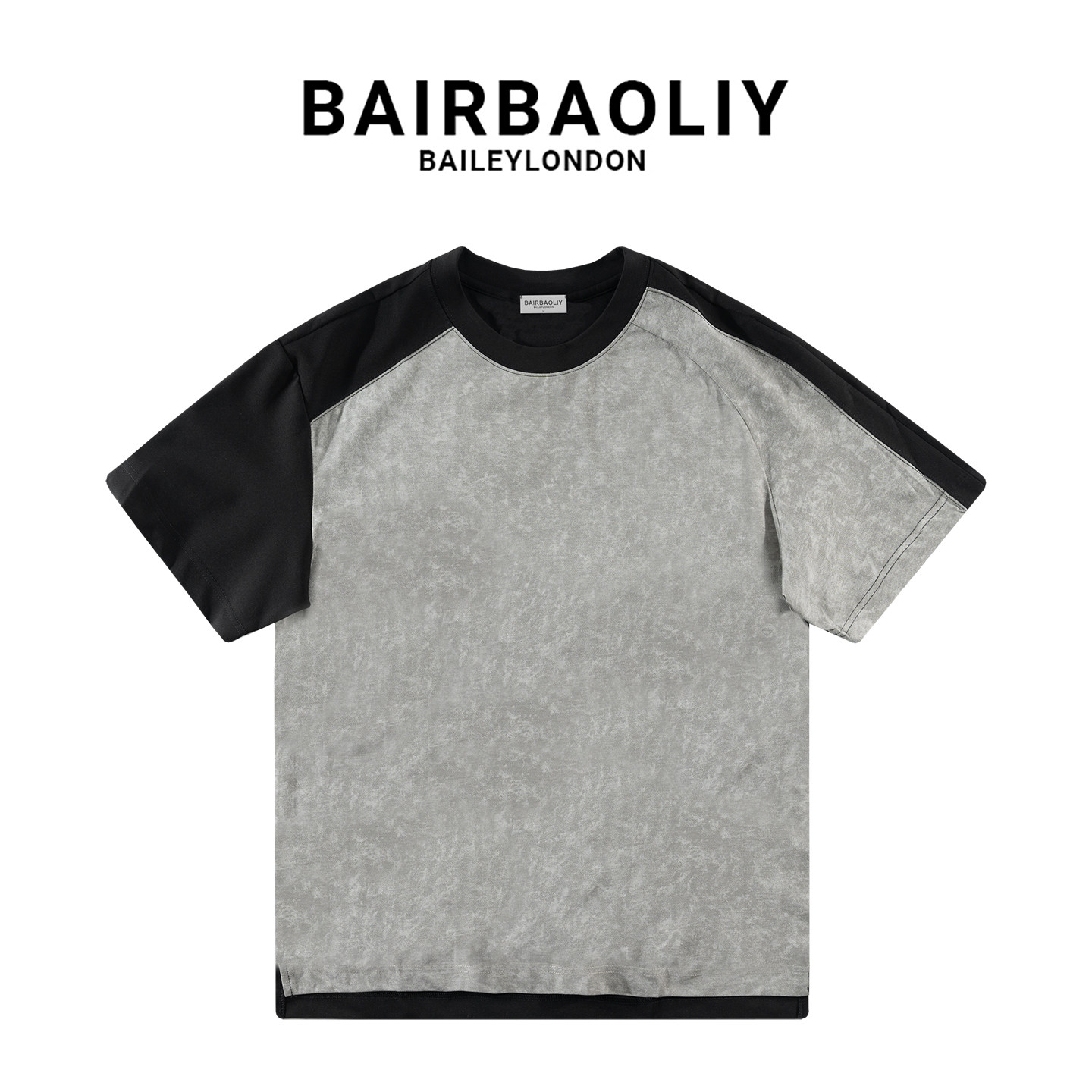 BAIRBAOLIY 潮流时尚拼接短袖T恤复古撞色宽松休闲情侣款半袖上衣,男装,T恤,淘宝优惠券,粉丝福利购,淘宝优惠卷