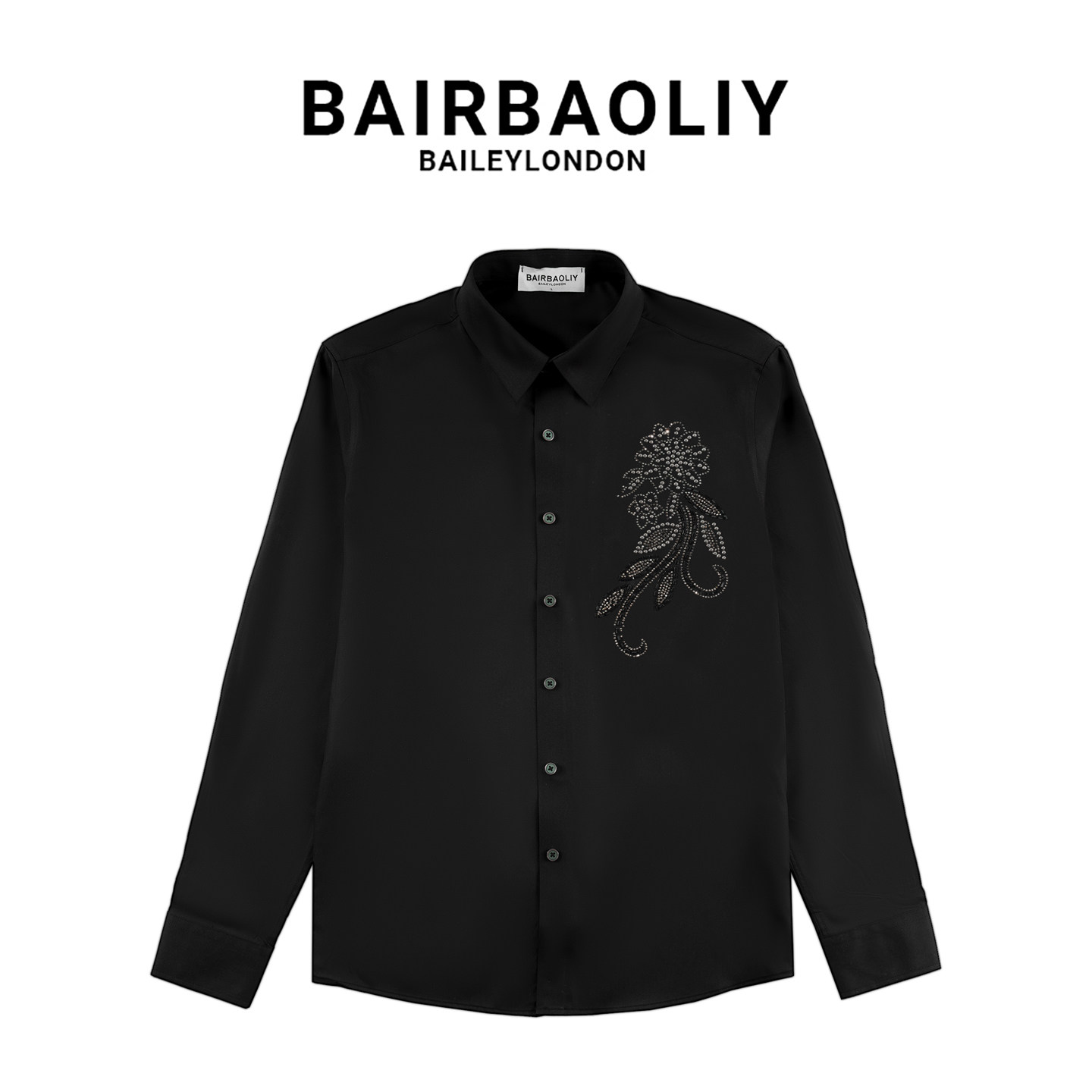 BAIRBAOLIY时尚潮牌轻奢烫钻三防衬衫男高端防水防污拒油男装长袖