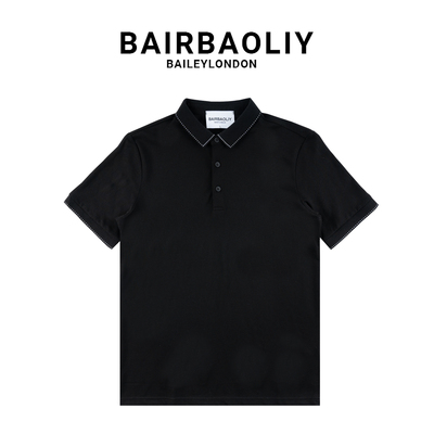 BAIRBAOLIY/柏堡里品牌轻奢纯色商务休闲翻领短袖T恤POLO衫男款