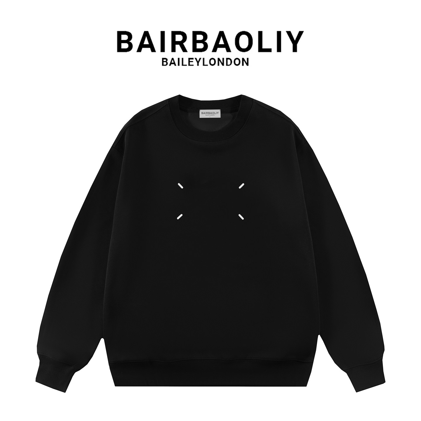 BAIRBOALIY美式潮牌轻奢高街潮流四角标印花圆领休闲卫衣男女同款
