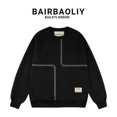 BAIRBAOLIY品牌创意印花拼接秋冬时尚男士百搭潮流休闲圆领卫衣