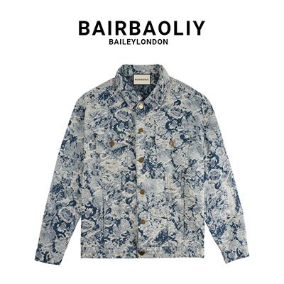 潮牌秋季水洗做旧夹克衫翻领宽松