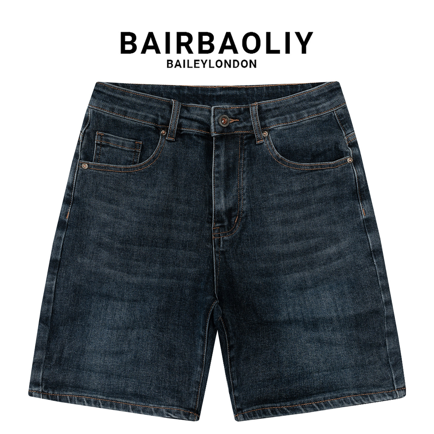 BAIRBAOLIY潮牌经典款复古水洗牛仔短裤男款透气直筒休闲五分中裤