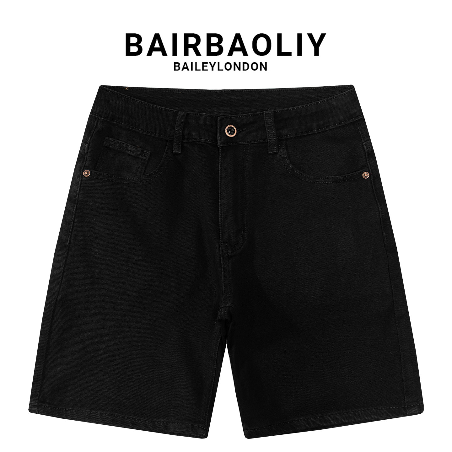 BAIRBAOLIY经典款纯黑牛仔五分裤日常通勤百搭夏季男士休闲短裤子
