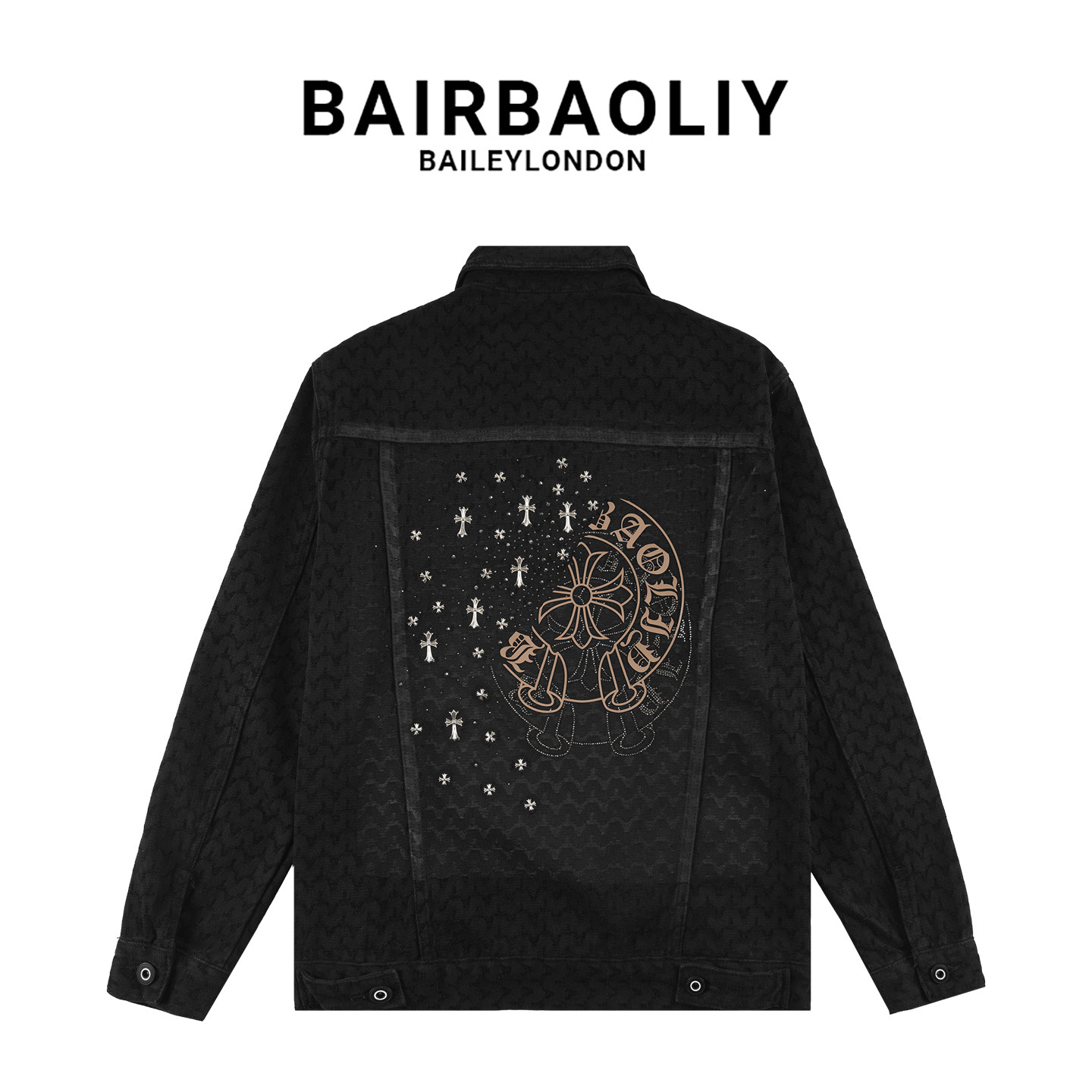 BAIRBAOLIY重工满天星烫钻款小香风修身版型高奢牛仔夹克外套男装