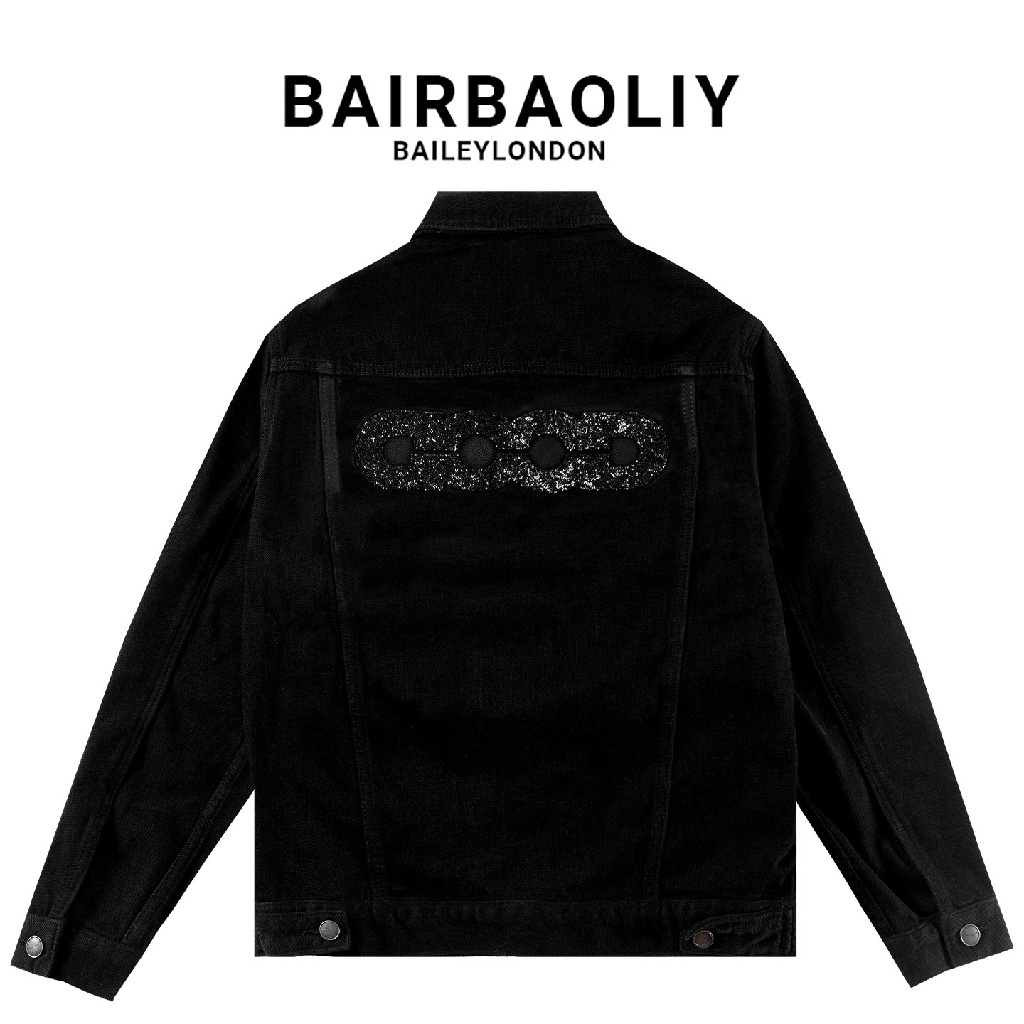 BAIRBAOLIY黑色烫钻牛仔外套男